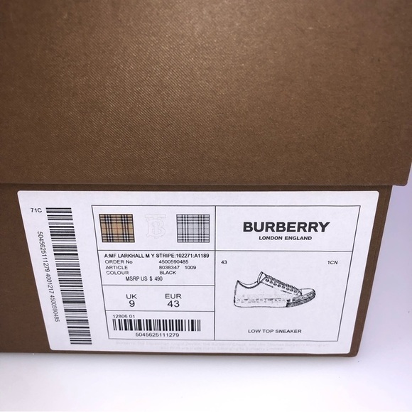 Burberry Mens Larkhall Stripe Classic Side Logo Sneaker Black Shoes - Picture 8 of 9